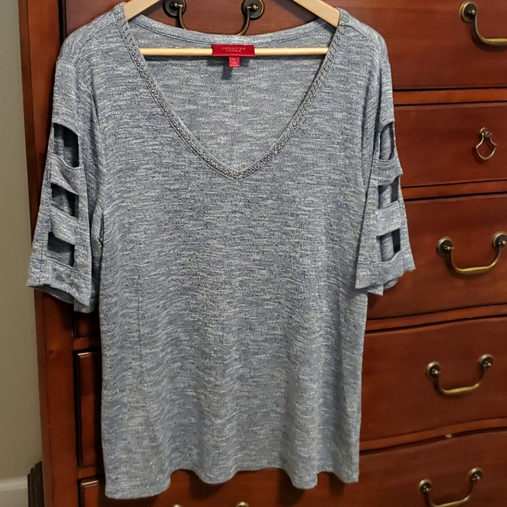 Super soft top with shoulder cut outs